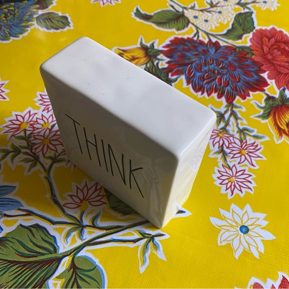 Rae Dunn "THINK" "EVOLVE" Square Plaque Desk Paperweight - Picture 3 of 4